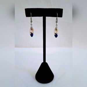 Vintage Delft Dutch White Blue Clog Pierced Earrings